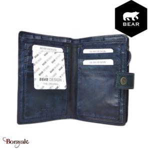 Portefeuille Bear Design En Cuir De Vachette Lav Bleu P Trole