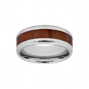 Bague Thabora acier homme et bois sous résine T160319-68