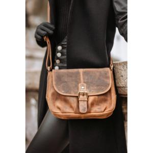 Sac bandoulière  KASZER collection Nevada Marron naturel clair touché velours 20