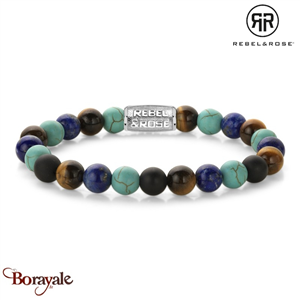 Bracelet Rebel & Rose Mélange turquoise - 8mm L, Homme RR-80127-S-L
