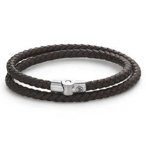 Bracelet Rebel & Rose Full Metal Double Rond Marron M, Homme RR-M0039-S-M