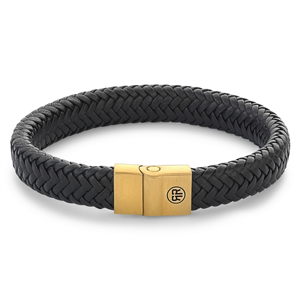 Bracelet Rebel & Rose Chevrons entièrement en métal noir or M, Homme RR-M0021-G-