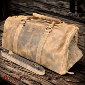 Sac de voyage - sport KASZER Wyoming en cuir de vachette pleine fleur marron nat