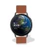 Montre TEKDAY Ronde connectée unisexe boîtier noir, silicone marron 656561