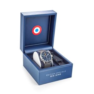 Montre Coffret Edition Spéciale Big Nine Cadran Bleu Bracelet cuir bleu et milan