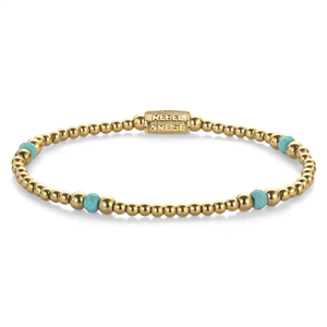 Bracelet Rebel & Rose Mix Turquoise - 4mm - Plaqué or jaune 18 ct S, Femme RR-40