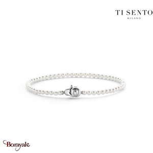Bracelet TI SENTO Milano Perles femme argent plaqué platine perle nacrée et arge