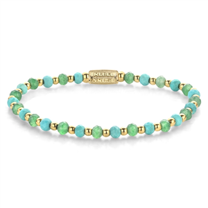 Bracelet Rebel & Rose Mix Turquoise Aventurine - 4mm - Plaqué or jaune 18 ct S,