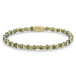 Bracelet Rebel & Rose Mix verre vert - 4mm - Plaqué or jaune 18 ct S, Femme RR-4