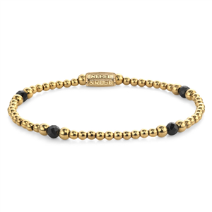 Bracelet Rebel & Rose Mix verre noir - 4mm - Plaqué or jaune 18 ct S, Femme RR-4