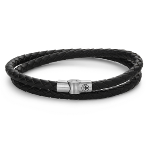 Bracelet Rebel & Rose Full Metal Double Rond Noir M, Homme RR-M0038-S-M