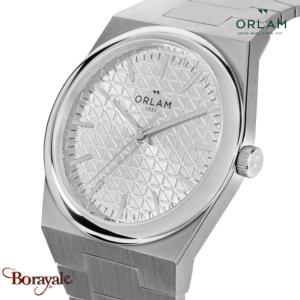 Montre Homme Orlam Elan cadran gris bracelet acier argenté étanche 10 ATM ORSSBE