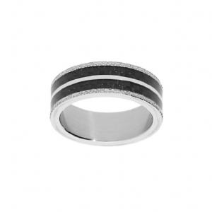 Bague Thabora homme acier et carbone sous résine T160410-60