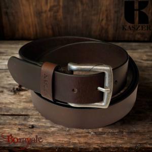 Ceinture KASZER Indiana en cuir de buffle pleine fleur marron foncé lisse - 5774