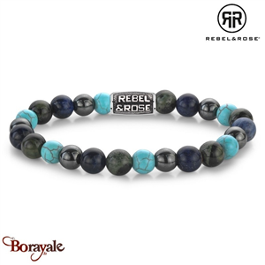 Bracelet Rebel & Rose Bleu nuits vintage - 8mm L, Homme RR-80108-V-L