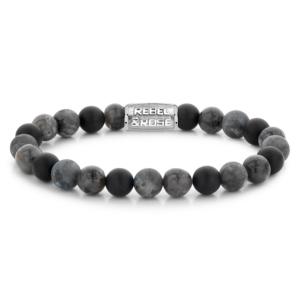 Bracelet Rebel & Rose Roches Grises - 8mm M, Homme RR-80069-S-M