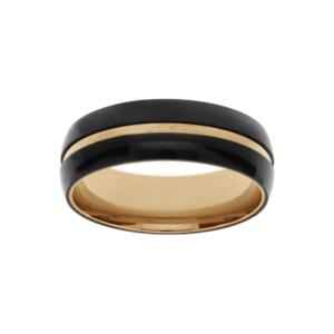 Bague Thabora homme acier PVD doré et noir T160517N-62