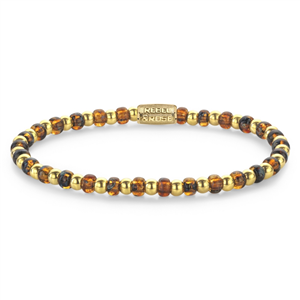 Bracelet Rebel & Rose Mix verre tigre - 4mm - Plaqué or jaune 18 ct S, Femme RR-