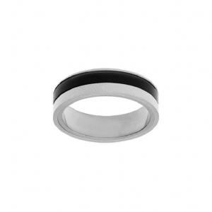 Bague Thabora homme acier argenté et noir T160586N-60