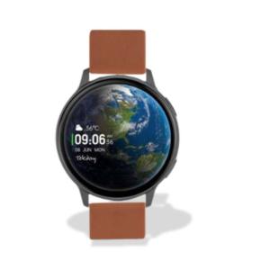 Montre TEKDAY Ronde connectée unisexe boîtier noir, silicone marron 656561