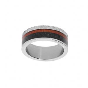 Bague Thabora homme acier et carbone sous résine T160408-60