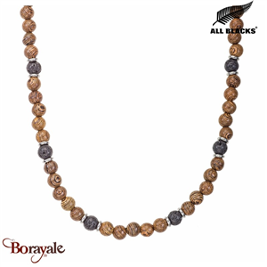 Collier All Blacks bijoux Homme Bois, pierre de lave, acier 682441
