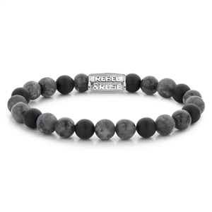 Bracelet Rebel & Rose Roches Grises - 8mm M, Homme RR-80069-S-M