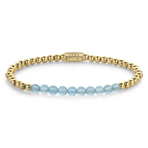 Bracelet Rebel & Rose Mix Aigue marine - 4mm - Plaqué or jaune 18 ct S, Femme RR