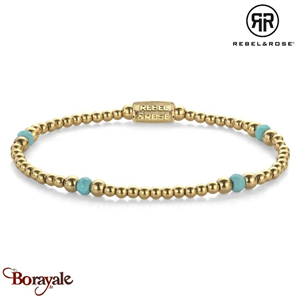 Bracelet Rebel & Rose Mix Turquoise - 4mm - Plaqué or jaune 18 ct S, Femme RR-40