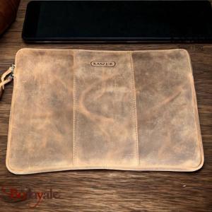 Housse tablette - ordinateur KASZER Oregon en cuir de vachette pleine fleur marr